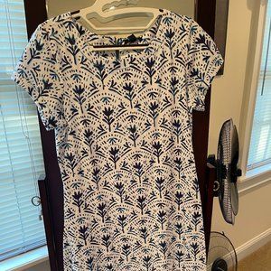 Summer cotton shift with blue flowers